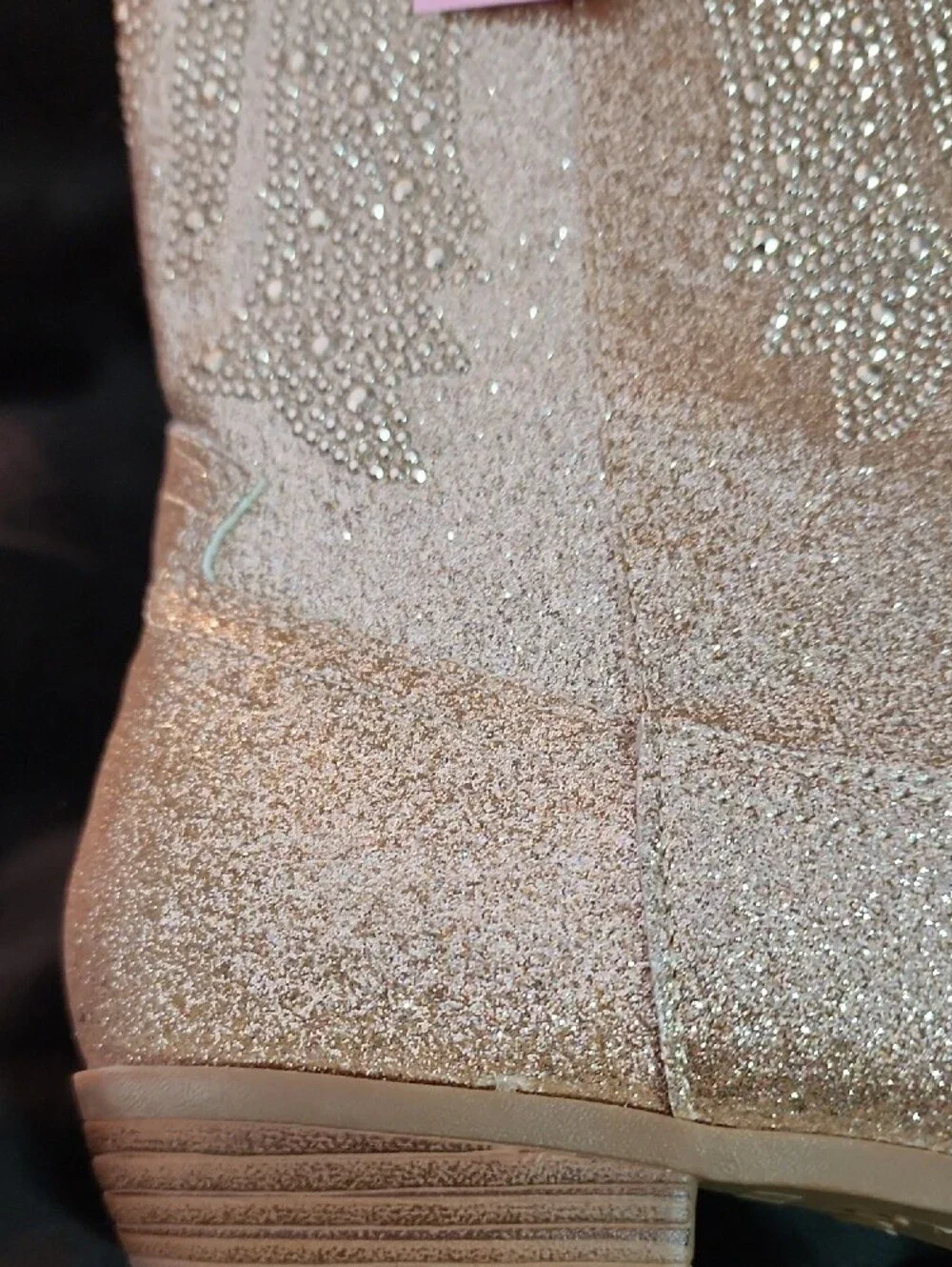 Nina Gold Glitter Ankle Booties with Crystal Detailing Sz. 3